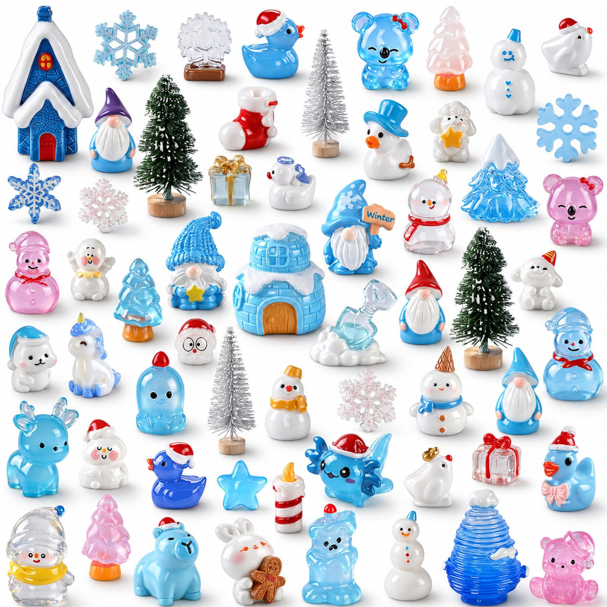 DIYDEC 24pcs Luminous Christmas Mini Resin Tree Figures Toys