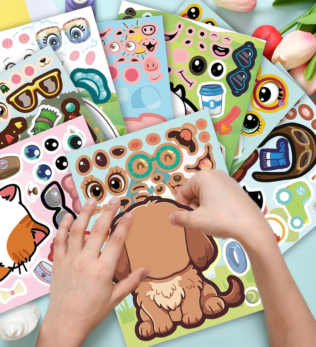 HSHFAMIIY 24 PCS Animal Face Stickers – DIY Decorative Animal Character Stickers for Crafts, Scrapbooking, Party Decorations, Gift Wrapping & Holiday Projects