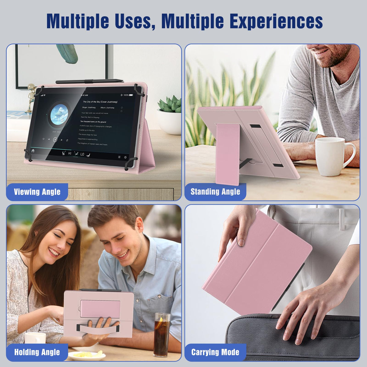 TiMOVO Universal Case for 10.1 Inch Android Tablet, Flowers on Purple