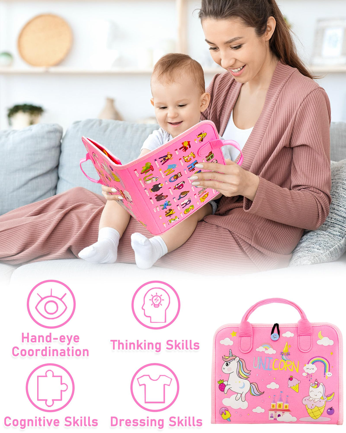 Exorany Busy Board Montessori Toys for Toddler Girl Birthday Gift Busy Book