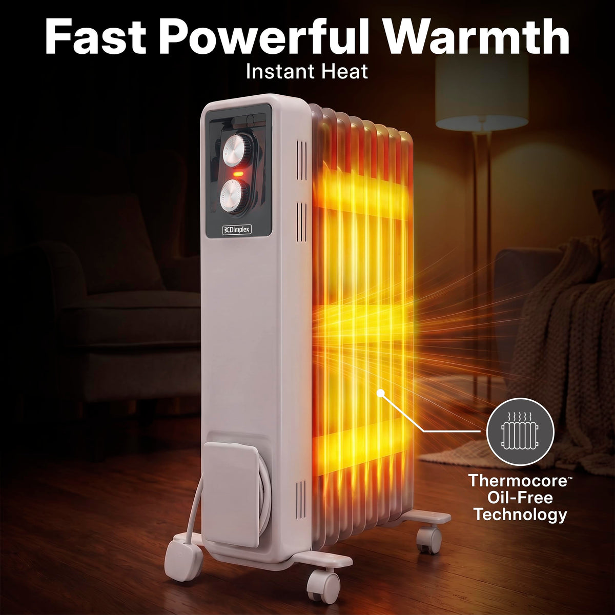 Dimplex ECR20TIE Oil Free Portable Radiator, 2kW Electric Heater, Timer