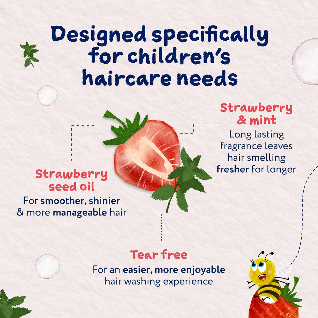 Childs Farm Tangle Taming Shampoo, Straight or Wavy Hair, Gentle and Tear Free, Strawberry and Mint, Kids, Baby, 250ml