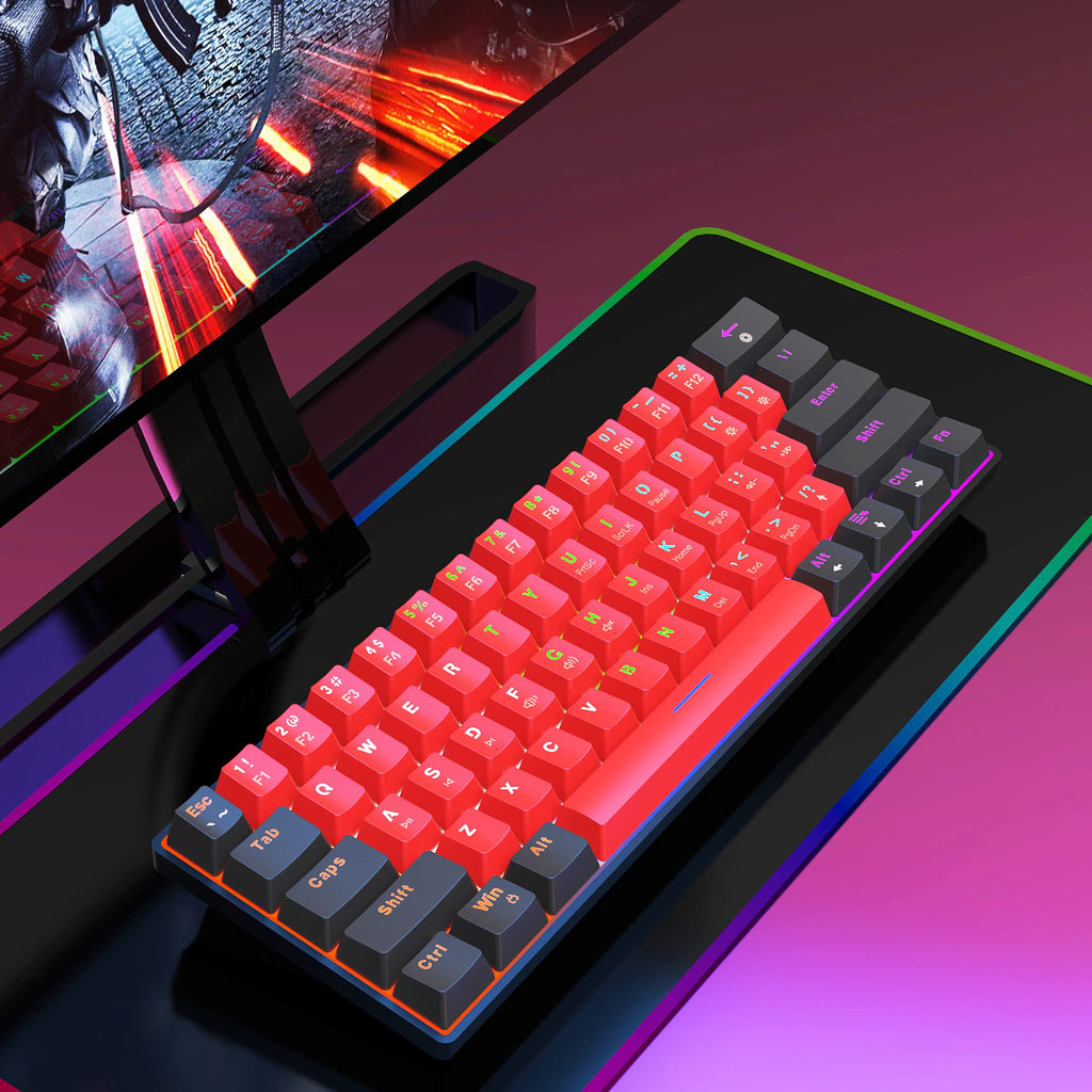 Snpurdiri 2.4G 60% Wireless Gaming Keyboard and Mouse Combo (White-Grey)