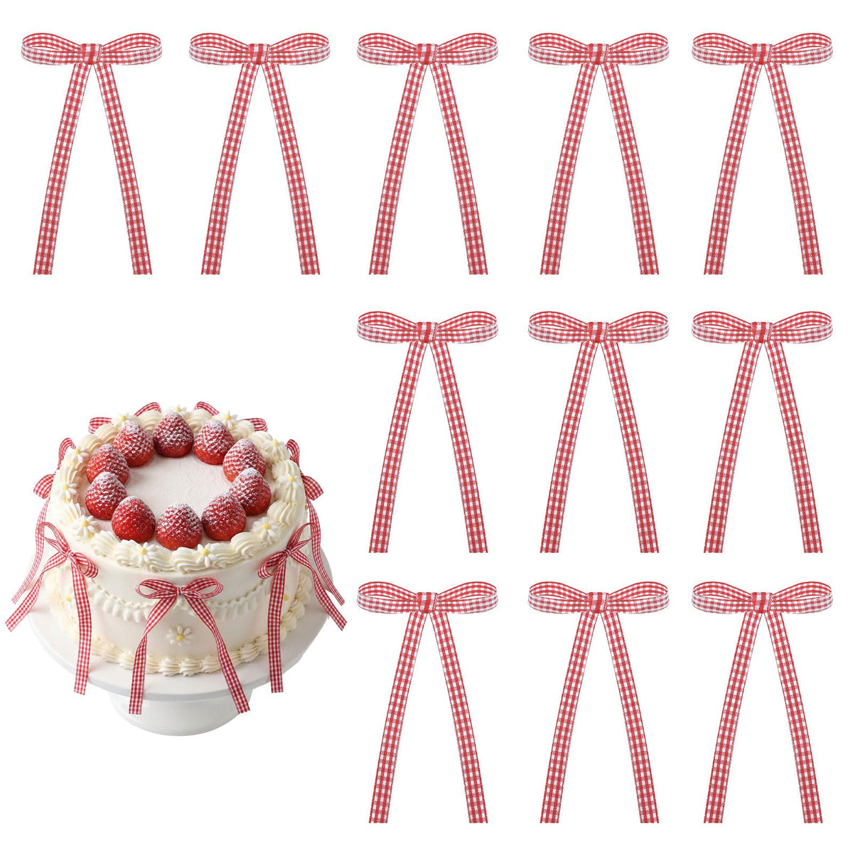 30 Pack Bow Cake Toppers Black Ribbon Bows for Cake Halloween Party Decor