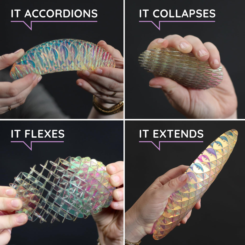 Morf Worm 3D Sensory Fidget Toys for Kids, Teens & Adults, Rainbow, Small
