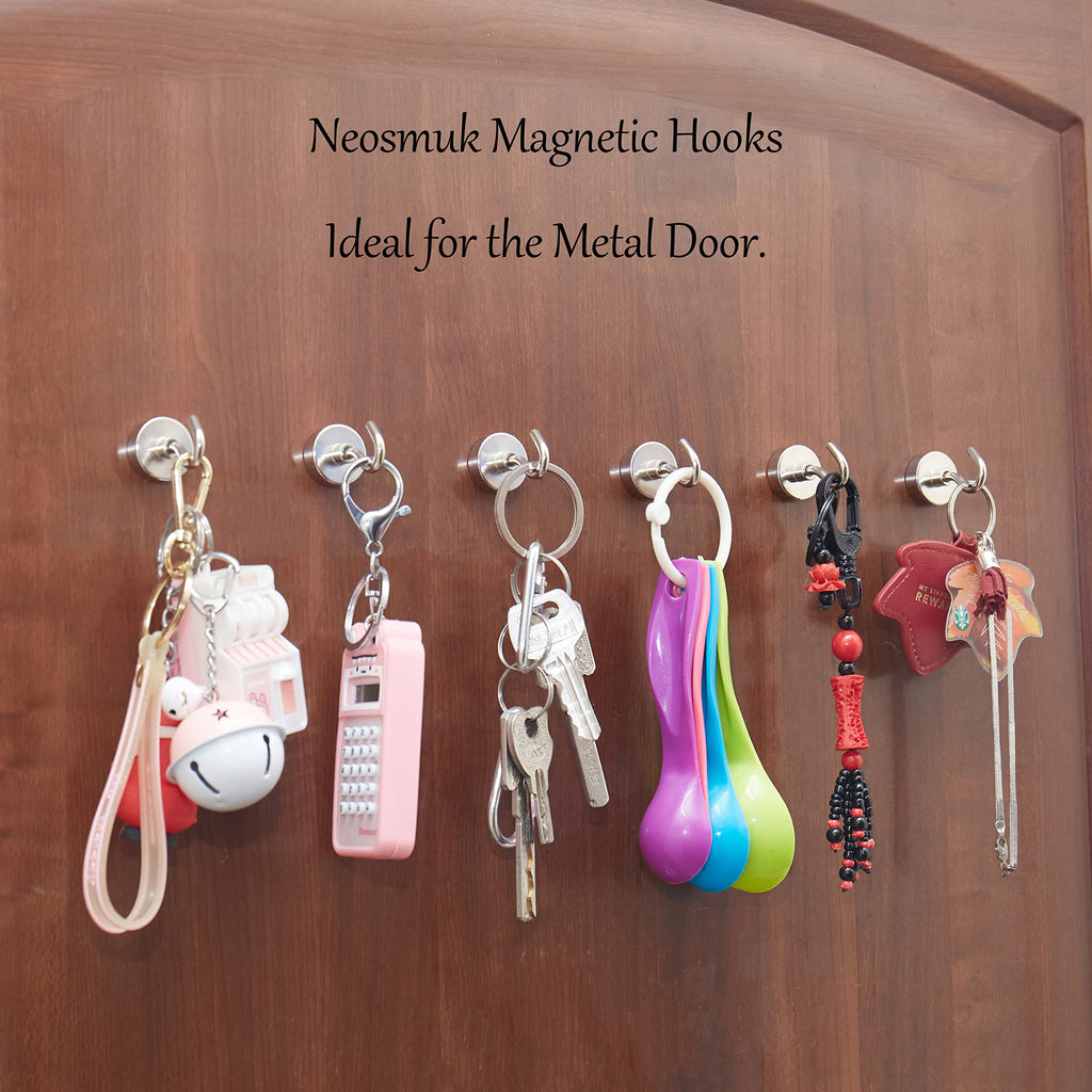 Neosmuk Magnetic Hooks,10kg+ Heavy Duty Cruise Hooks, Silver, 10 Pack