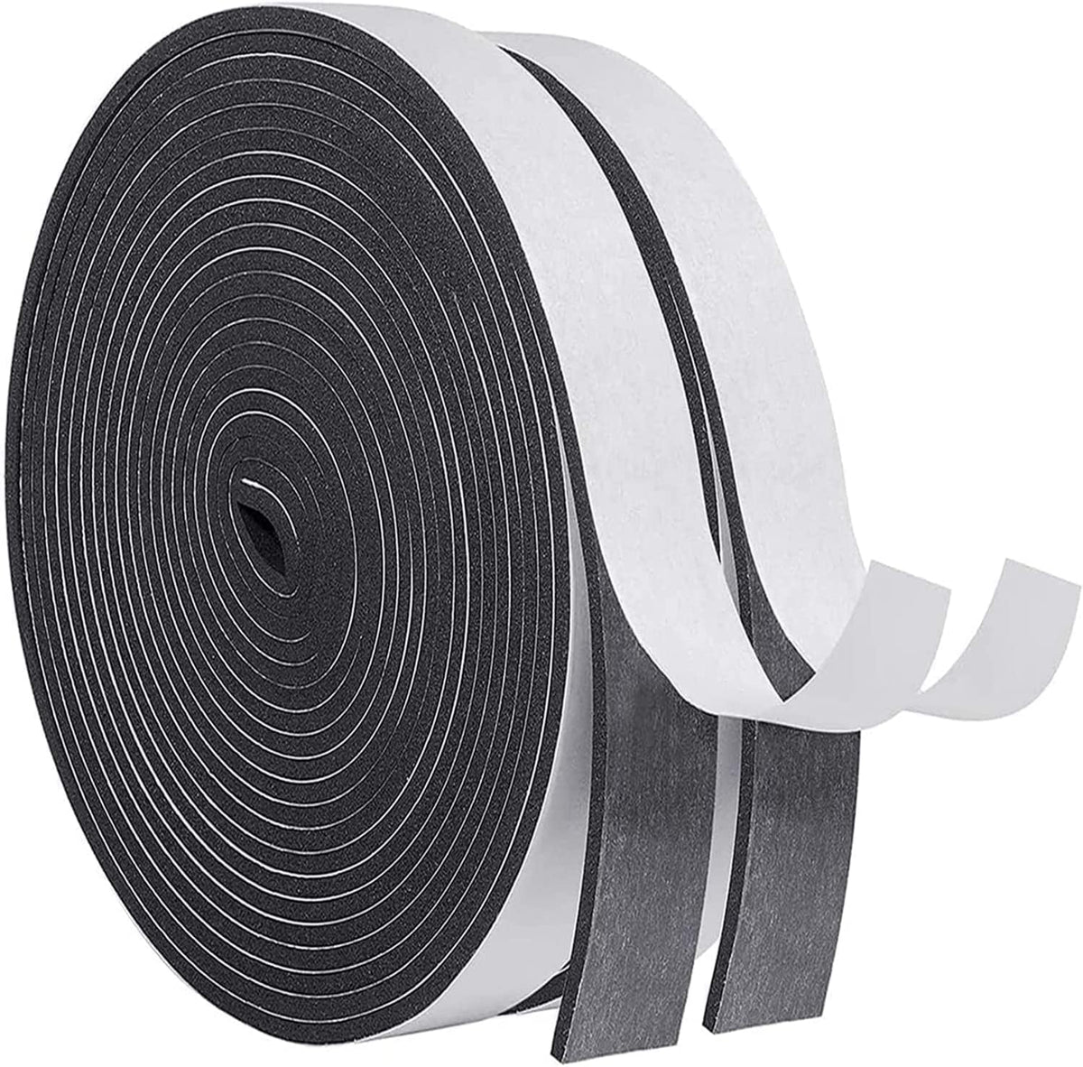 Draught Excluder Self Adhesive Foam Tape 6mm(W) x 3mm(T) Window Door Weather Stripping SoundProof Weather Strip Tape Seals for Gap Seal, 2 Rolls, Total 20M Long White
