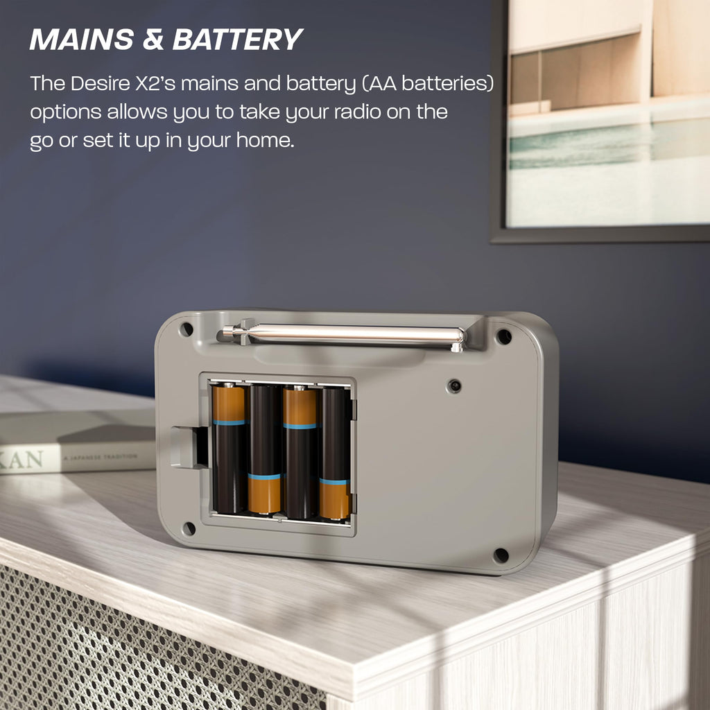 DAB/DAB+ & FM Portable Digital Radio | Simple Controls | Dual Alarms & Sleep Timer | Battery & Mains Powered (4x”AA”) | Bluetooth | Perfect for Home, Office or Outdoors | AZATOM Desire X2 (Black)