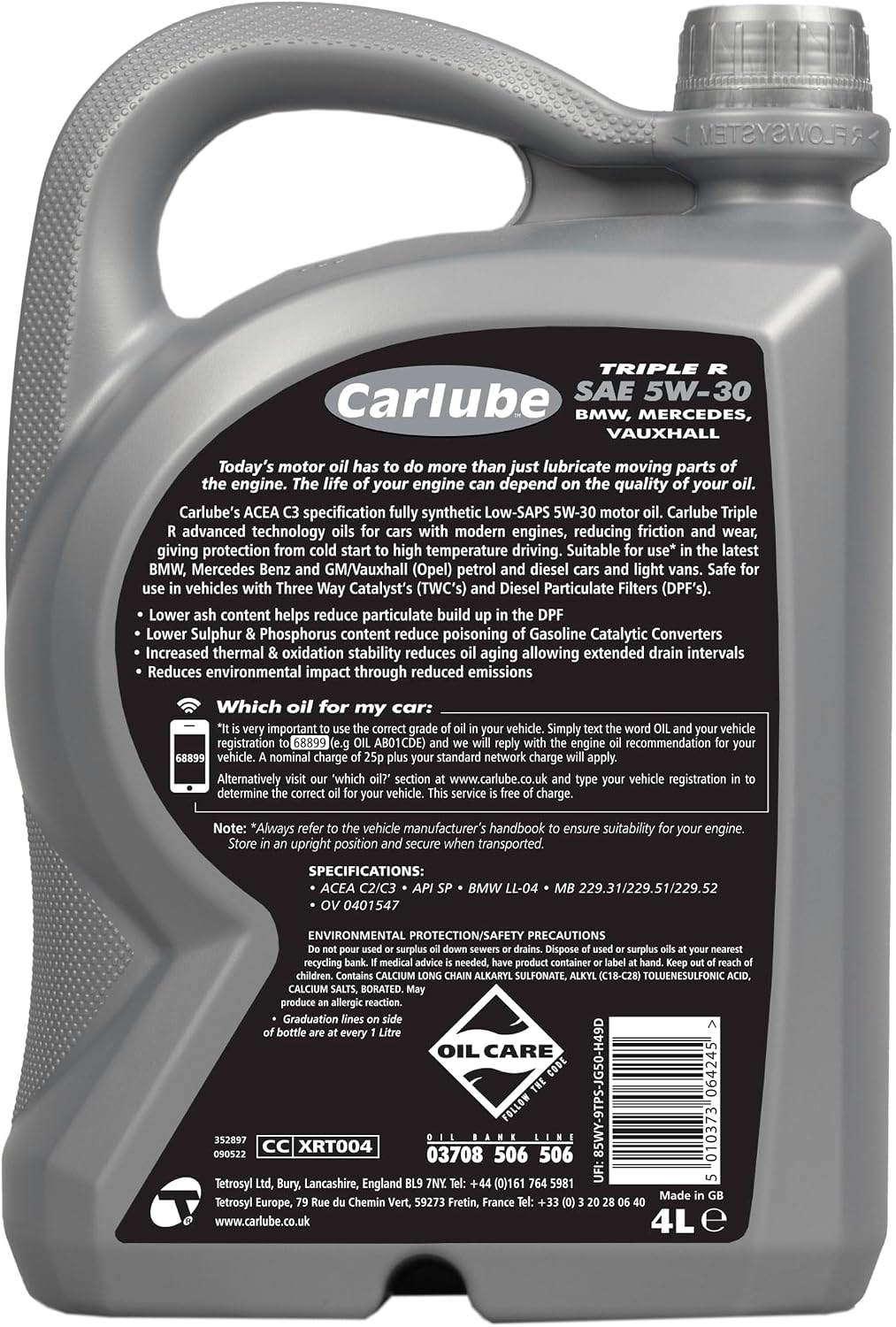 Carlube Triple R 5W-30 Fully Synthetic BMW 4L
