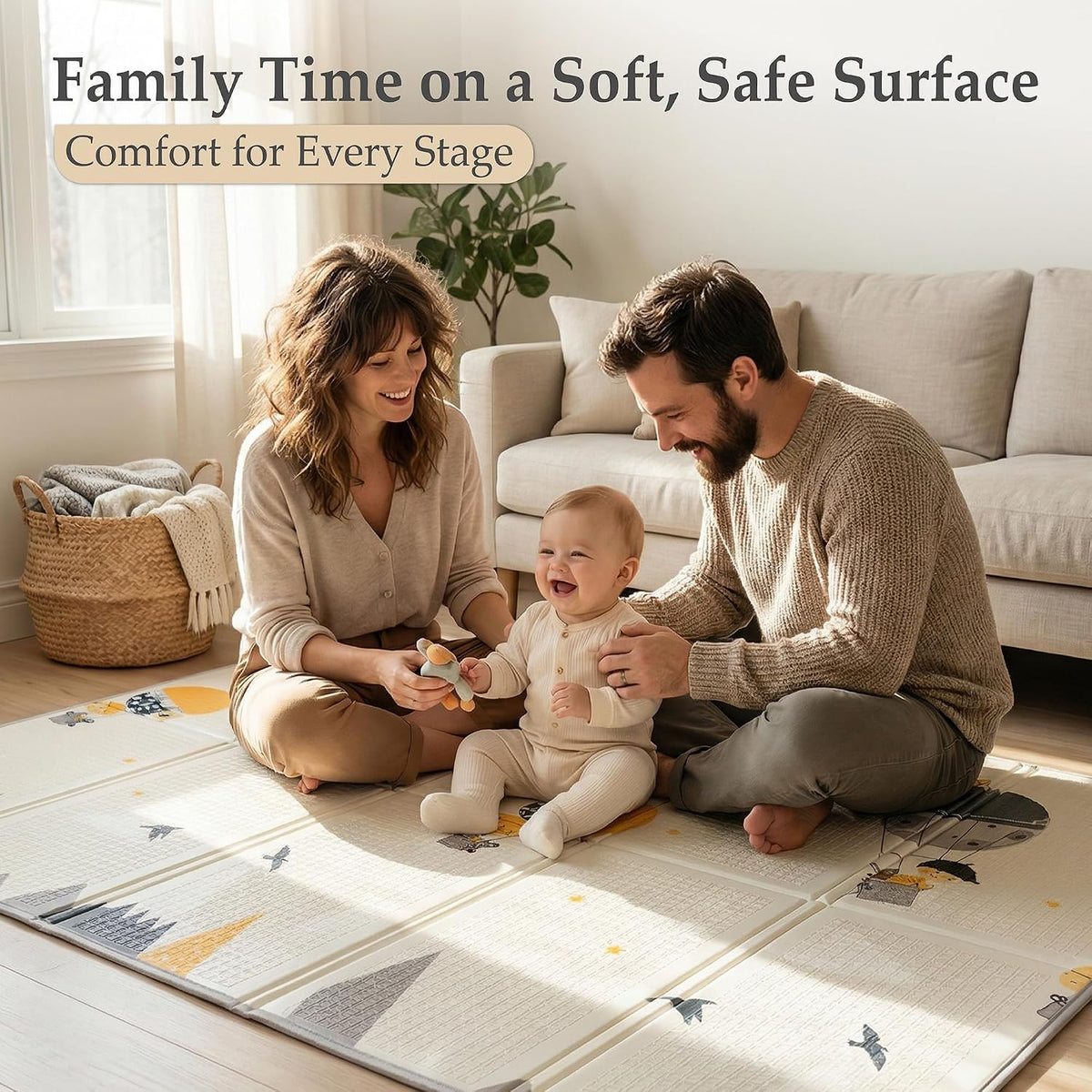 Foldable Play Mat – Large Reversible Baby Play Mat 180x150 cm | Waterproof XPE Foam Baby Playmat & Crawling Mat for Newborn to Toddler | Tummy Time & Baby Mats for Floor Play