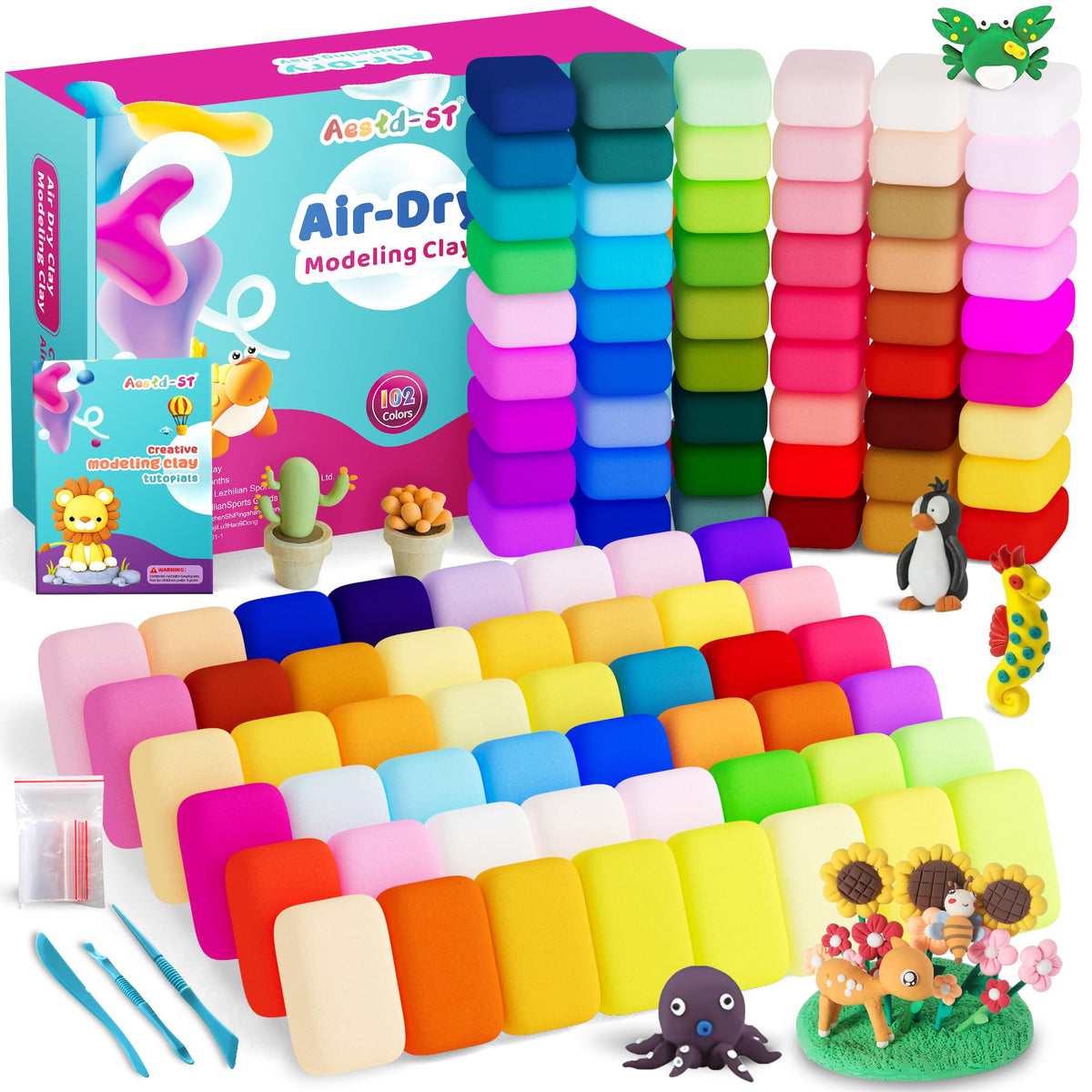 Aestd-ST Air Dry Clay 66 Colors, Modeling Clay for Kids, DIY Magic Clay