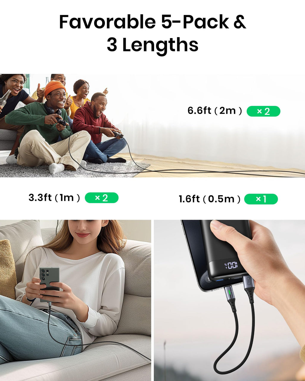 INIU USB C Charger Cable, [2m] USB A to USB C Charging Cable 3.1A