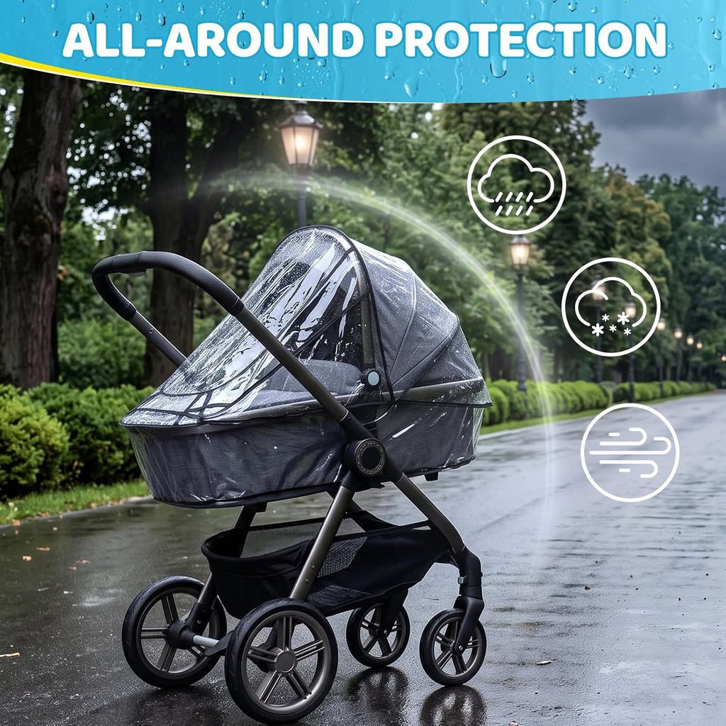 Orzbow Rain Cover for Pram, Large Viewing Window for Easy Access, Clear