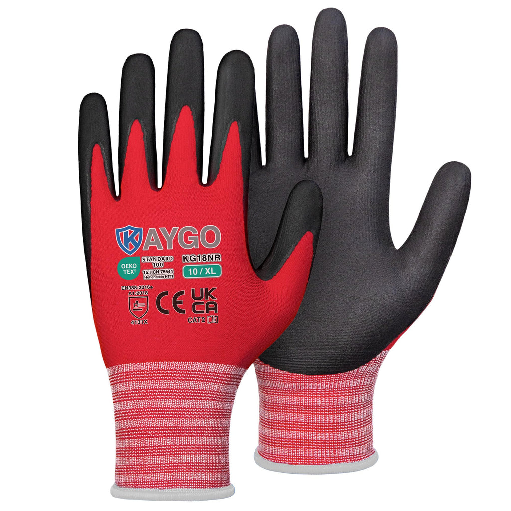 KAYGO Safety Work Gloves MicroFoam Nitrile Coated 12 Pairs, KG18NH