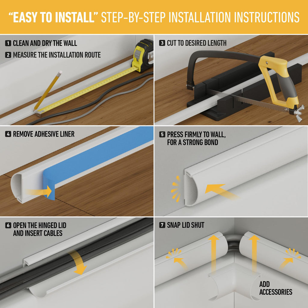 D-Line 30x15mm Cable Trunking 4m Multipack, Half Round Profile, Self-Adhesive Wire Cover, Paintable Cable Management - 10x 30mm (W) x 15mm (H) x 40cm Lengths and Accessories - Aluminium-Effect
