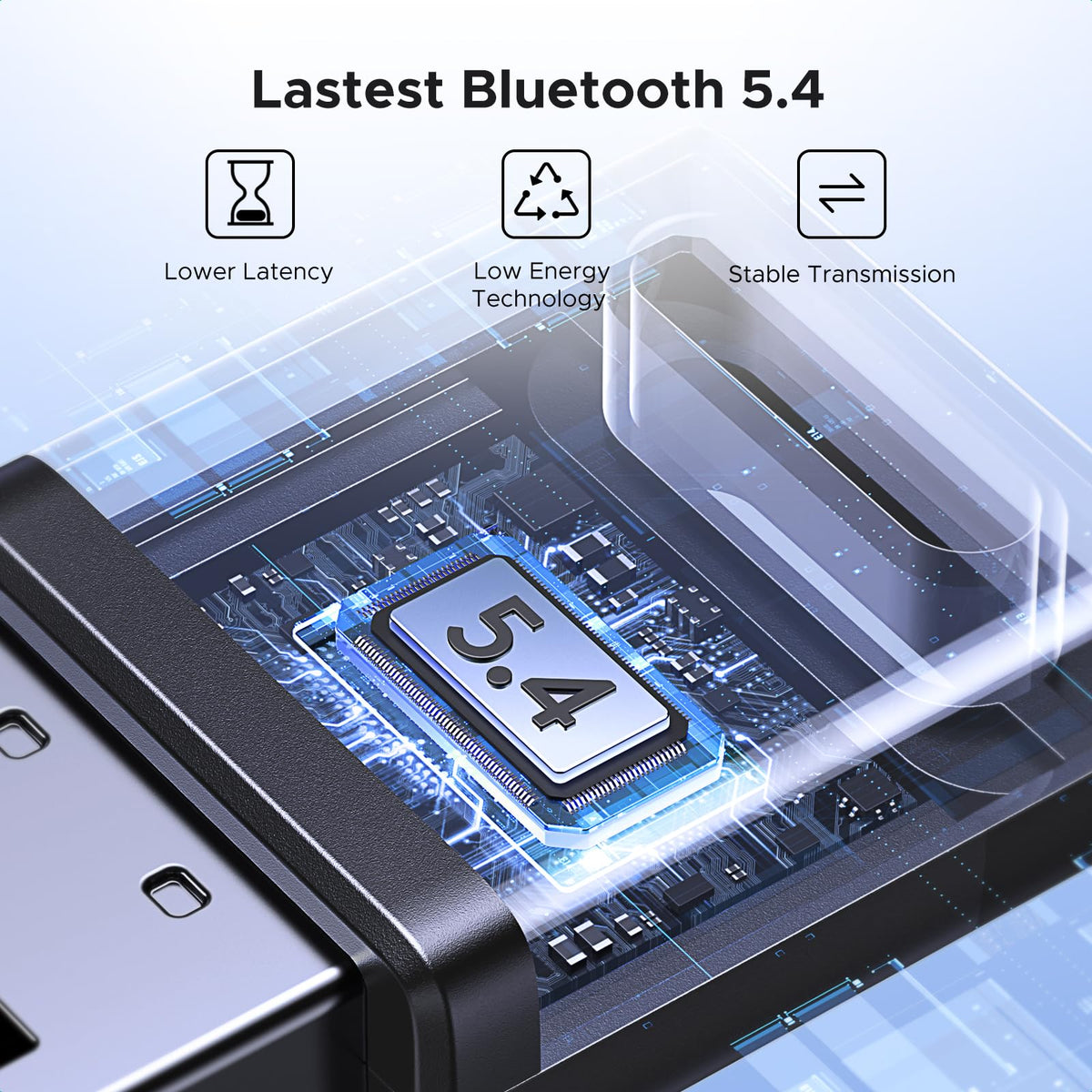 UGREEN Bluetooth 5.3 USB Adapter 328ft/100M Range for PC, Rotatable Antenna