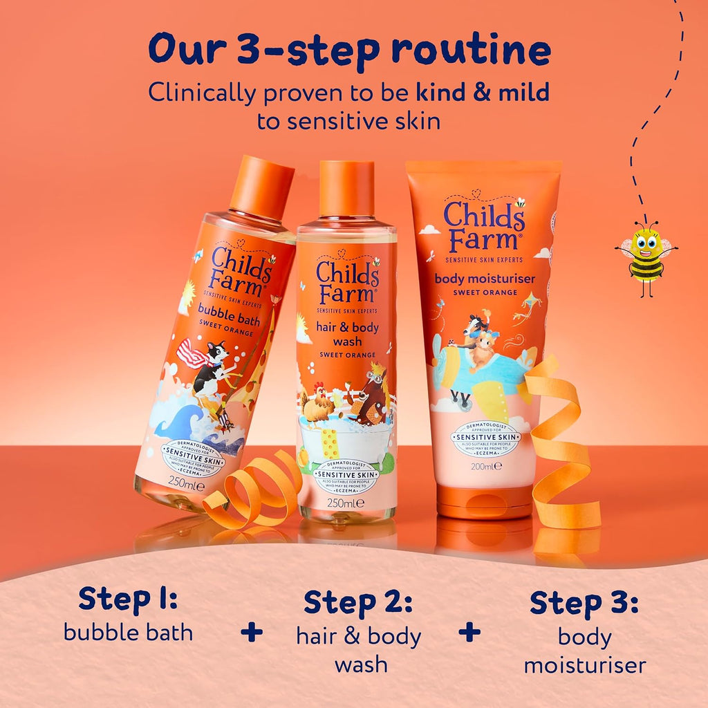 Childs Farm Kids Hair & Body Wash, Sweet Orange | Tear-free, Gently Cleanses | Suitable for Dry, Sensitive Skin, 500ml