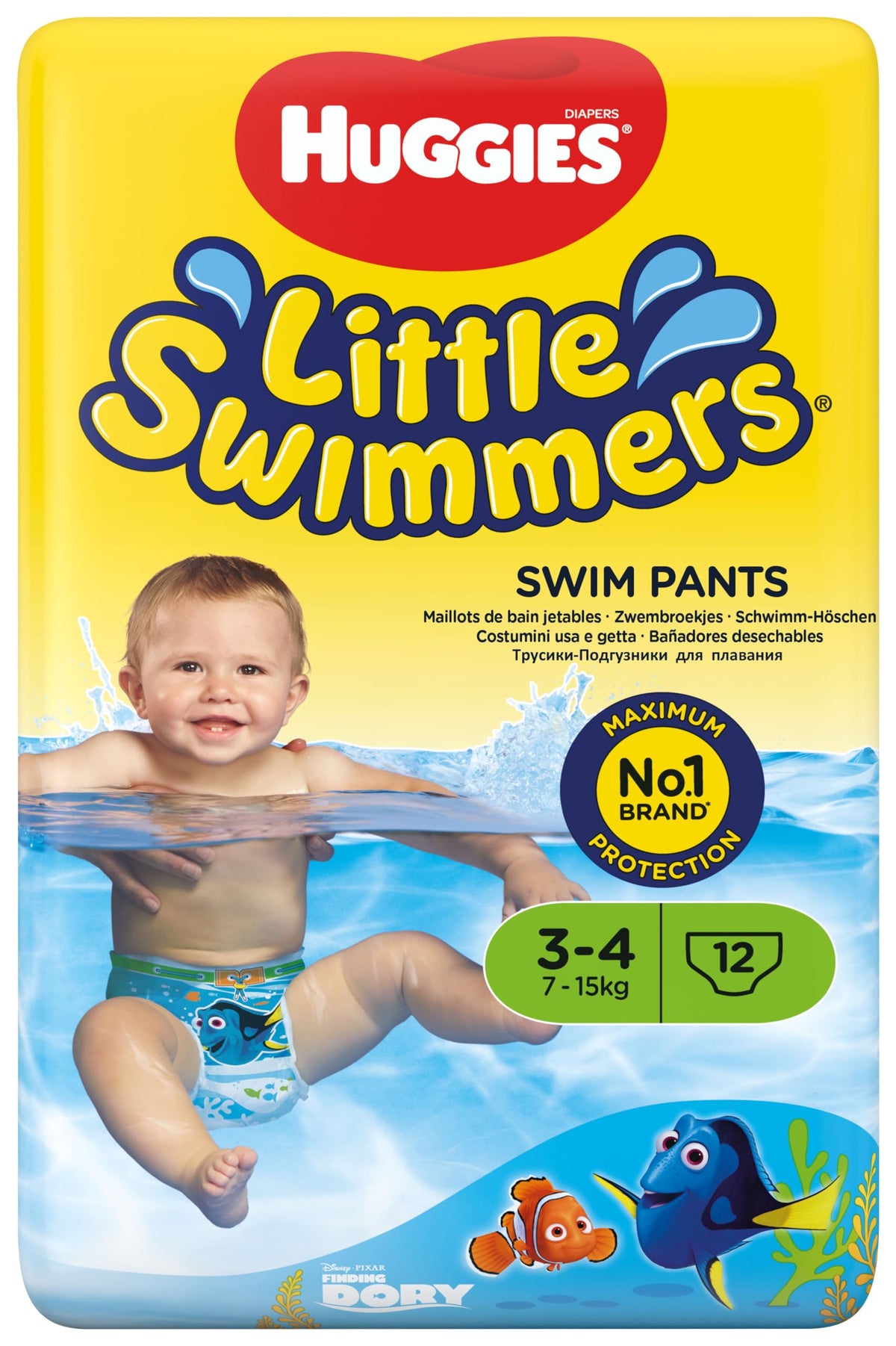Huggies Little Swimmers, Swim Nappies - Size 3-4, 36 Baby Swim Pants - Leak Guards and Stretchy Waistband Protect Without Swelling - Tear Sides for Easy Removal