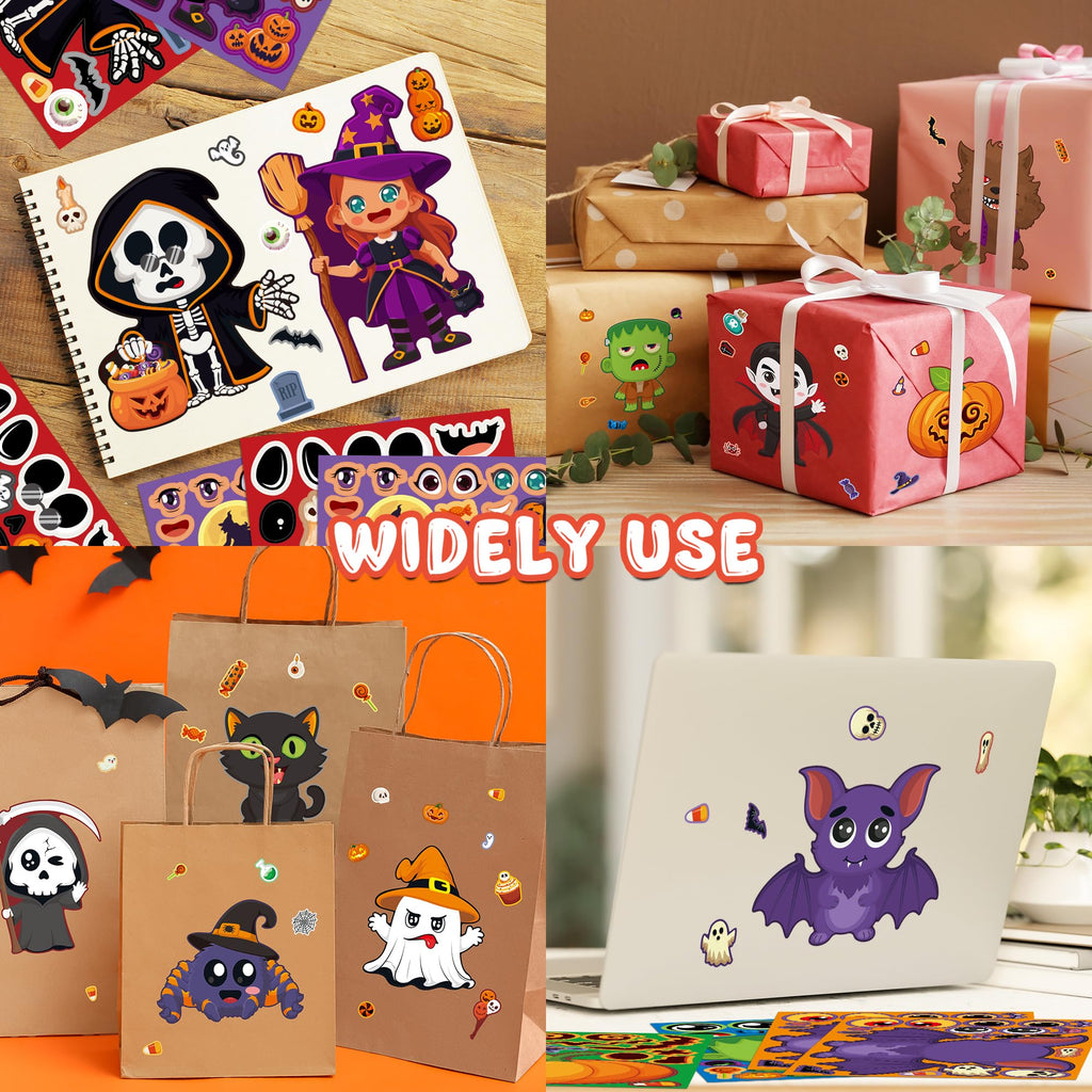 48 Sheets Pumpkin Face Stickers Kids Halloween Party Favors Crafts