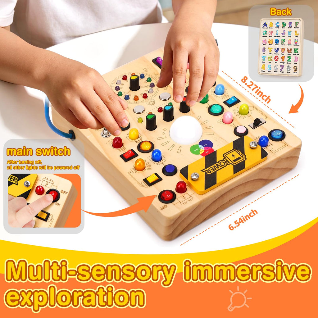 Grarain Busy Board for Toddlers - Montessori Educational Toy for 1-3 Year Old Boys & Girls | Travel-Friendly Sensory Learning Activity | Ideal for Kids with Autism(Busy Board v2)