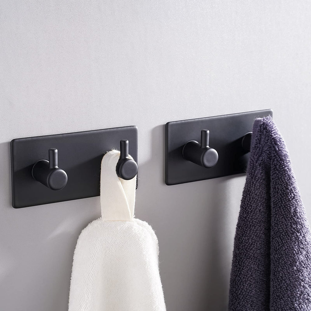 Aikzik 6 Pack Self Adhesive Hooks, Stainless Steel Sticky Hook Heavy Duty, Over 8kg Load - Hooks for Hanging for Towel, Coat, Key, Stick on Bathroom, Kitchen, Door and Wall