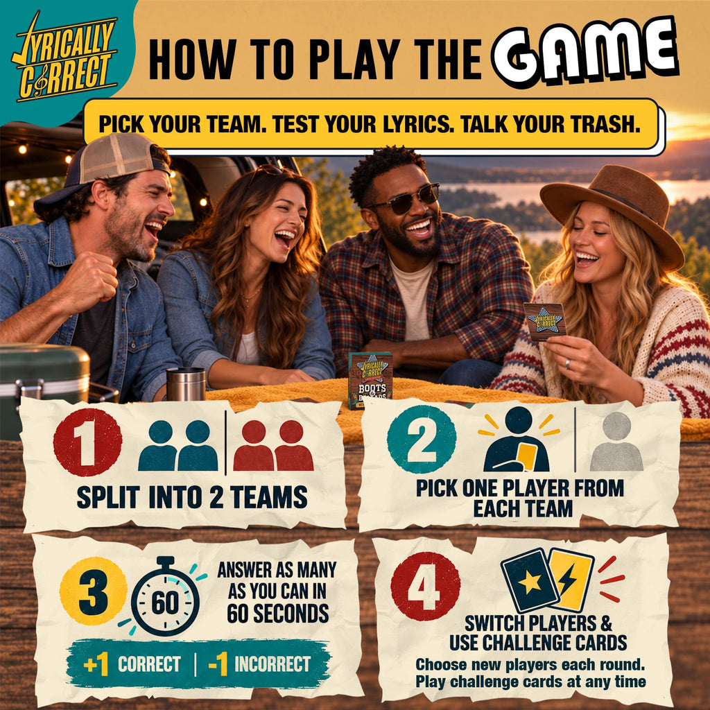 Lyrically Correct '90s & 2000s Pop Edition – Music Trivia Family Card Game