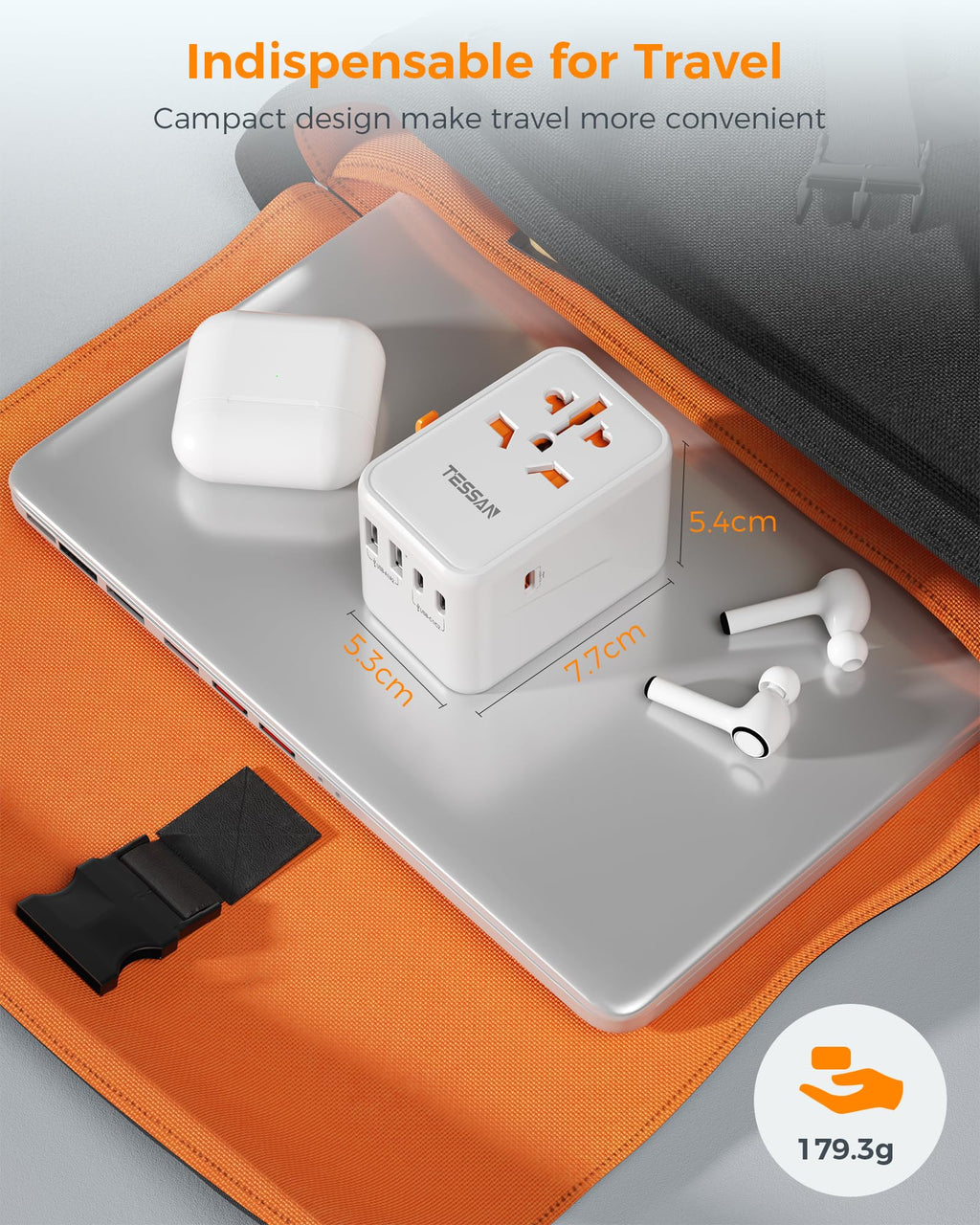 TESSAN UK to Universal Travel Adapter, 1 Pack, Black