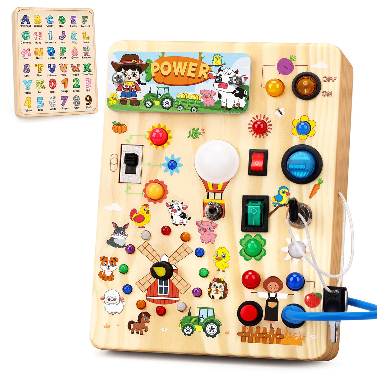 Grarain Busy Board for Toddlers - Montessori Educational Toy for 1-3 Year Old Boys & Girls | Travel-Friendly Sensory Learning Activity | Ideal for Kids with Autism(Busy Board v2)