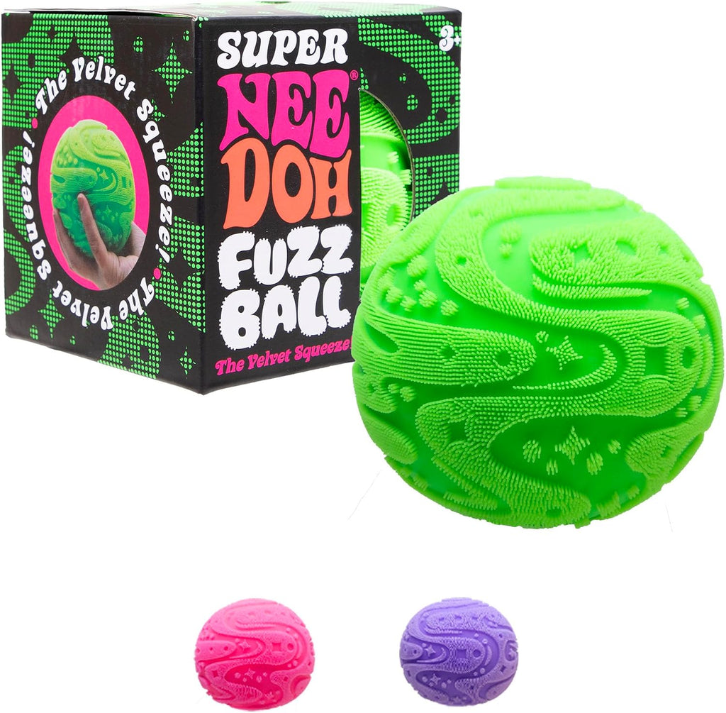Schylling Super NeeDoh Fuzzball Stress Ball Fidget Toy - Huge 4.5" in Diameter - Jumbo Squishy Squeezy Fun - Colors Assorted (1 Per Pack)