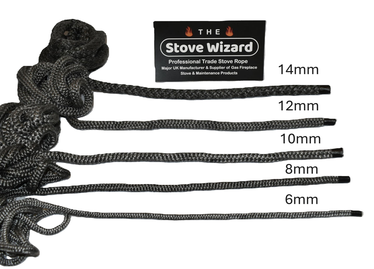 Stove Rope Kit 10mm x 2.5m Black 50ml Glue 100mm Tape