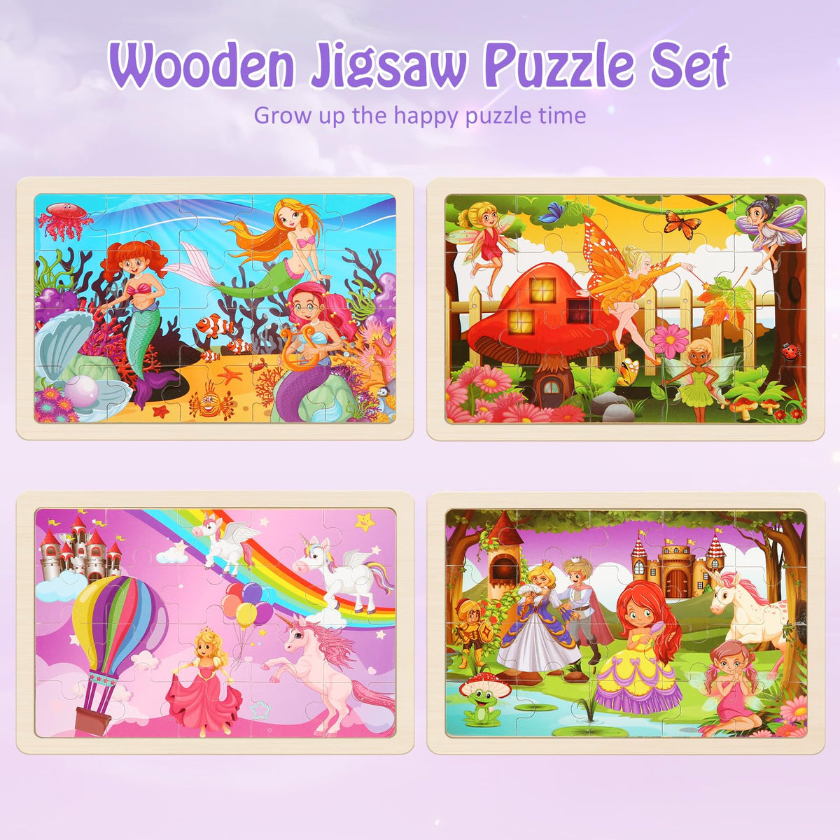 Wooden Puzzles Dinosaur Toys for Kids Ages 3-5, Set of 4 Packs with 20-Piece Wood Jigsaw Puzzles, Preschool Educational Brain Teaser Boards for Boys and Girls 3 4 5 6 Years Old