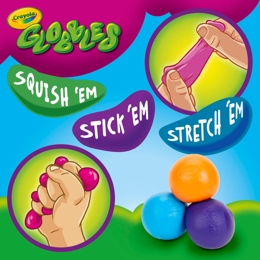 Crayola Globbles Fidget Toy, 6ct, Sticky Stress Ball, Kid Stocking Stuffers