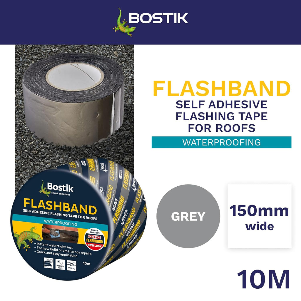 Bostik Flashband Self Adhesive Flashing Tape for Roofs Grey - 150mm x 10m