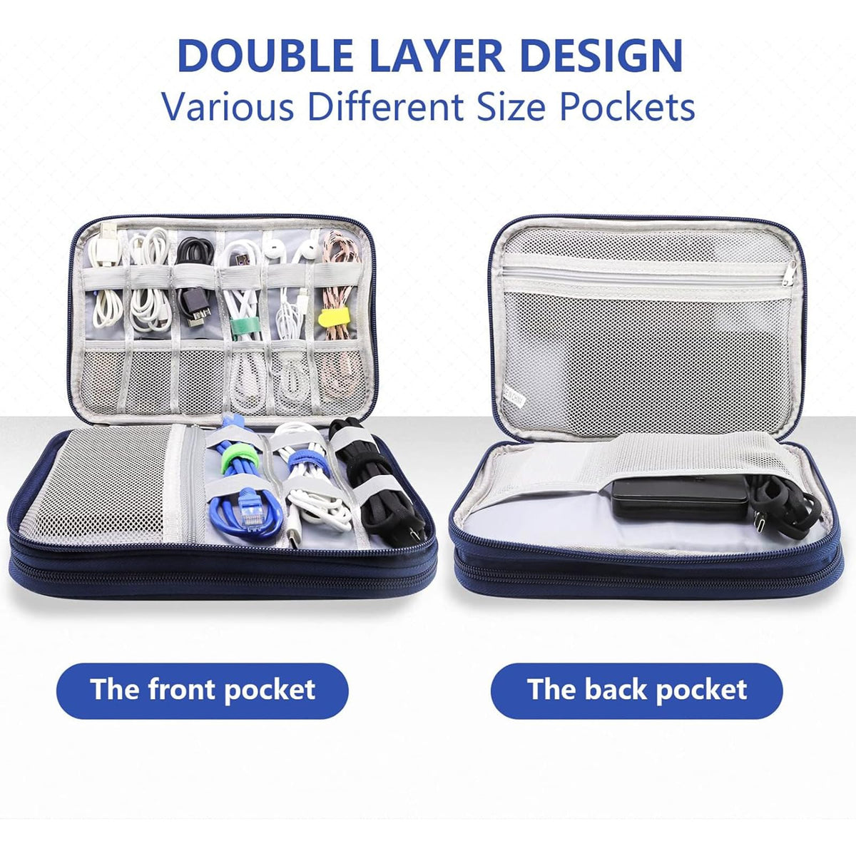 Teskyer Travel Cable Organiser Bag, Travel Essential, Black
