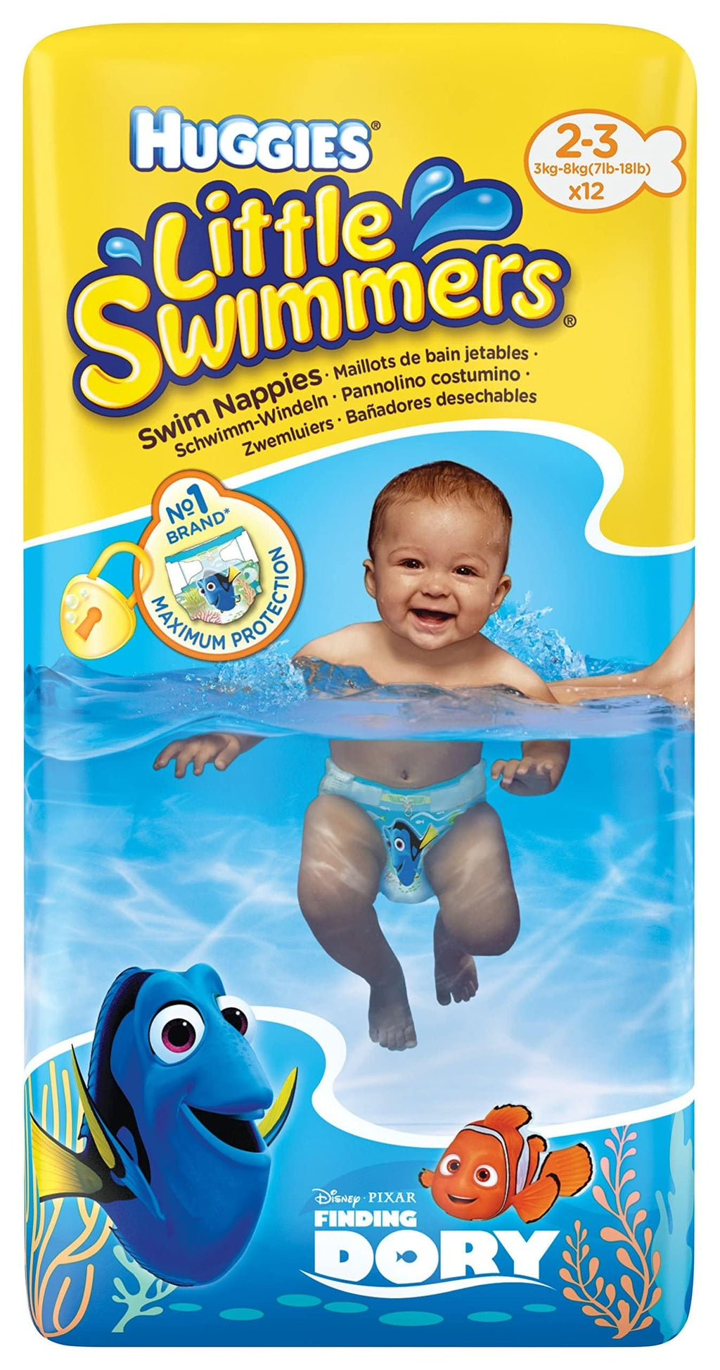Huggies Little Swimmers, Swim Nappies - Size 3-4, 36 Baby Swim Pants - Leak Guards and Stretchy Waistband Protect Without Swelling - Tear Sides for Easy Removal