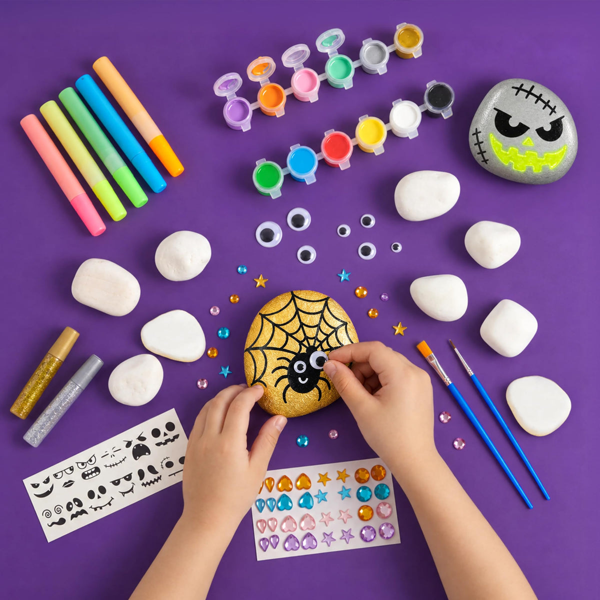 Rock Painting Kit- Glow in The Dark Rock Kit, Arts and Crafts for Kids Ages 6-12, Art Supplies Toy, Kids Craft Paint Kits, Arts & Crafts for Boys Girls Birthday Party Gift Toy