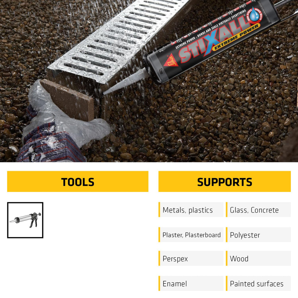 Sika Stixall Extreme Power Sealant And Adhesive, Crystal Clear, 290ml