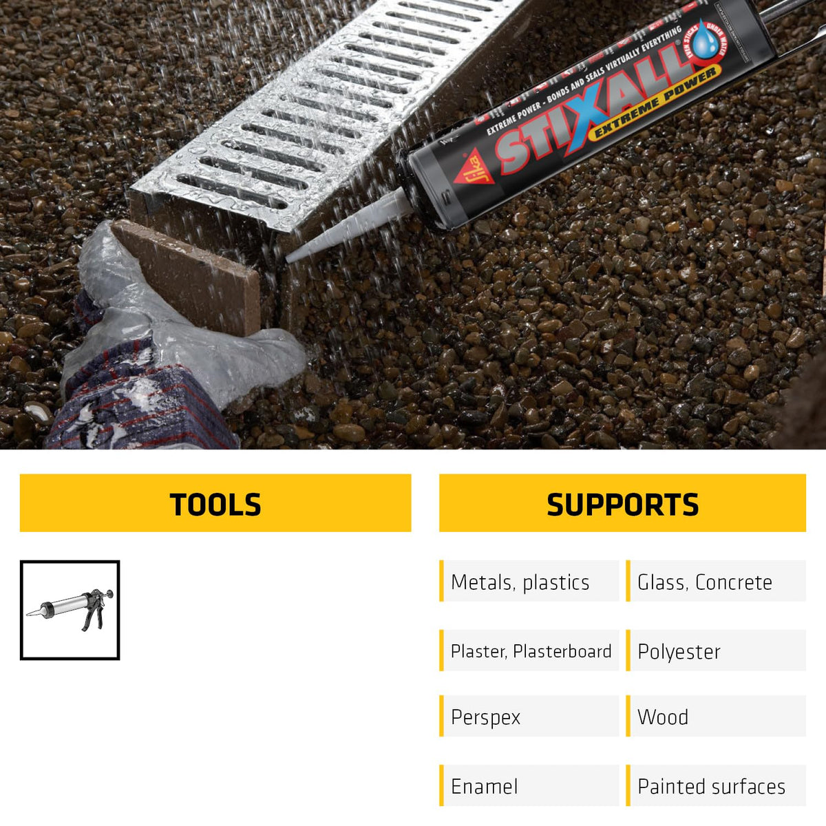 Sika Stixall Extreme Power Sealant And Adhesive, Crystal Clear, 290ml