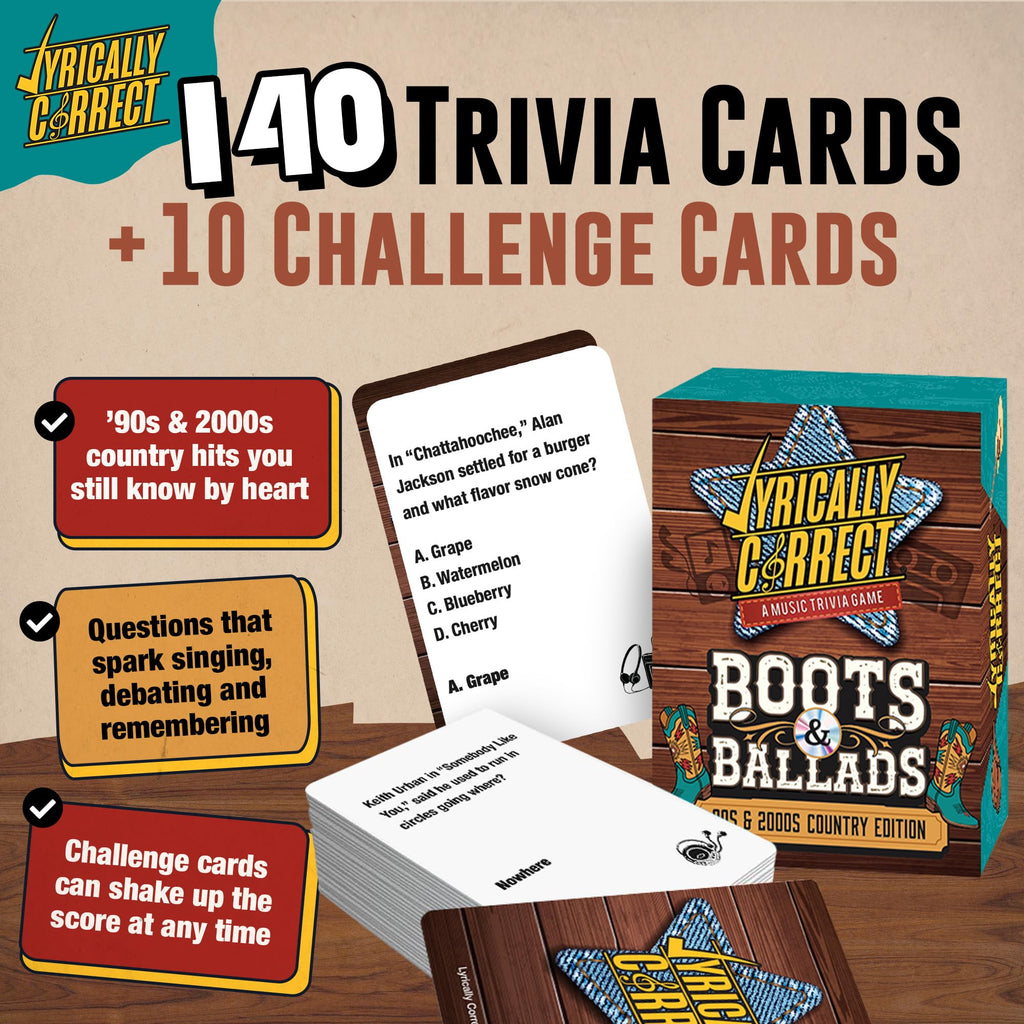 Lyrically Correct '90s & 2000s Pop Edition – Music Trivia Family Card Game