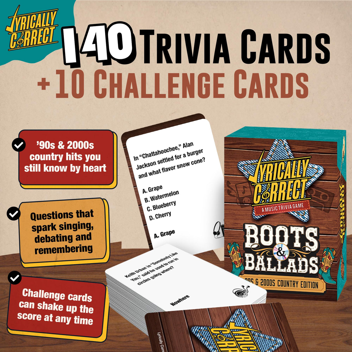 Lyrically Correct '90s & 2000s Pop Edition – Music Trivia Family Card Game