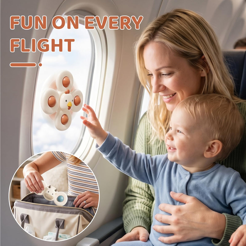 ALASOU Suction Cup Spinner Airplane Travel Toys for 1 Year Old Boy Girl