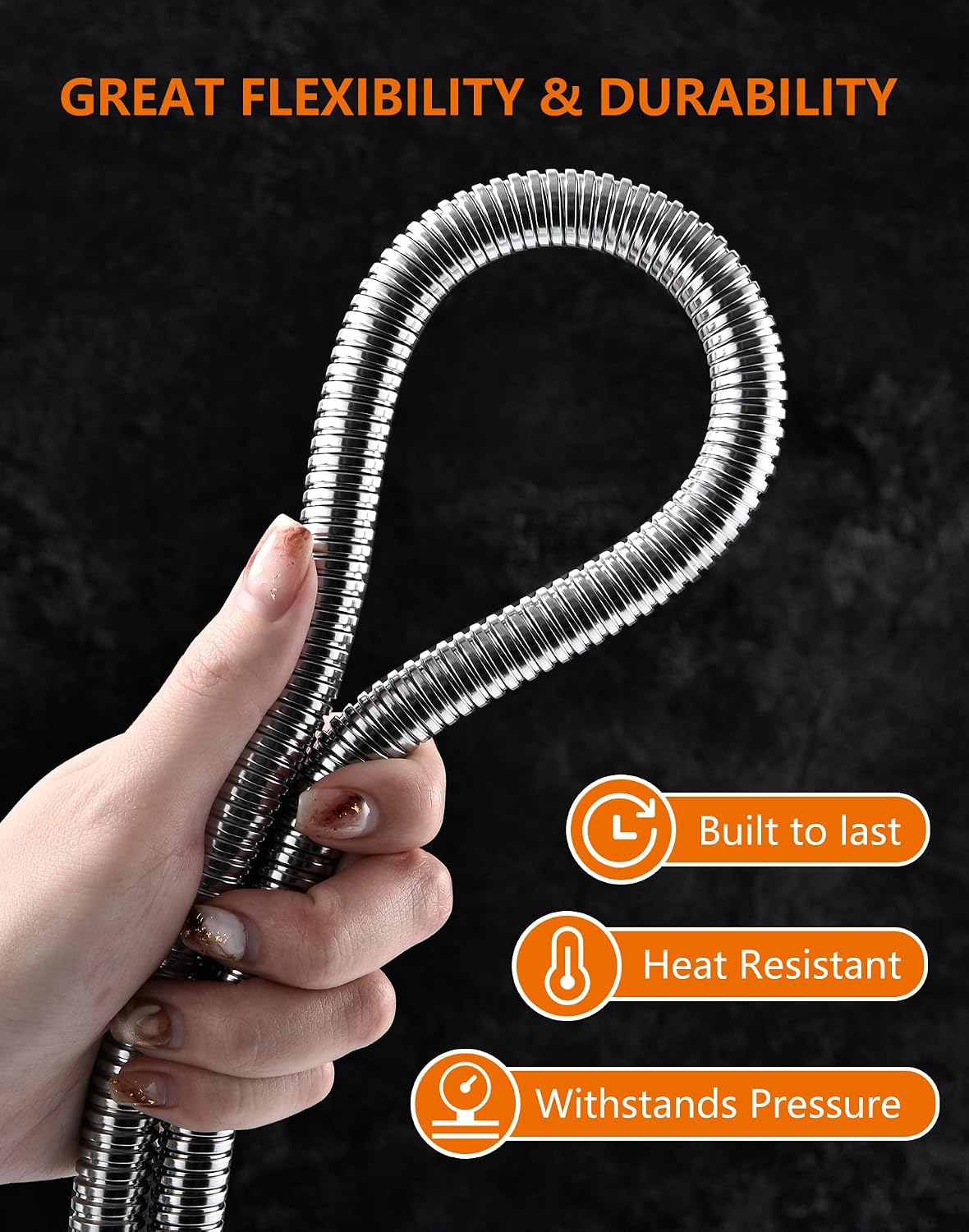 Shower Hose 3m, GRIFEMA G851-30 Stainless Steel Shower Pipe, Anti-Kink