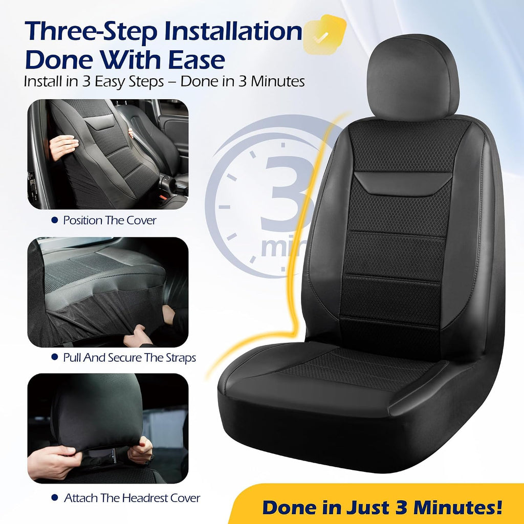 kingphenix 2 Pack Front Leather Car Seat Covers with Memory Foam