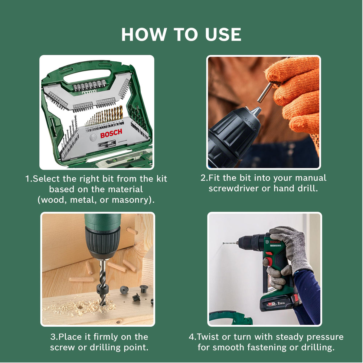 Bosch Accessories 34-piece Screwdriver/Drill bit Set (for Wood, Metal and Stone, Accessories for Drill Drivers)