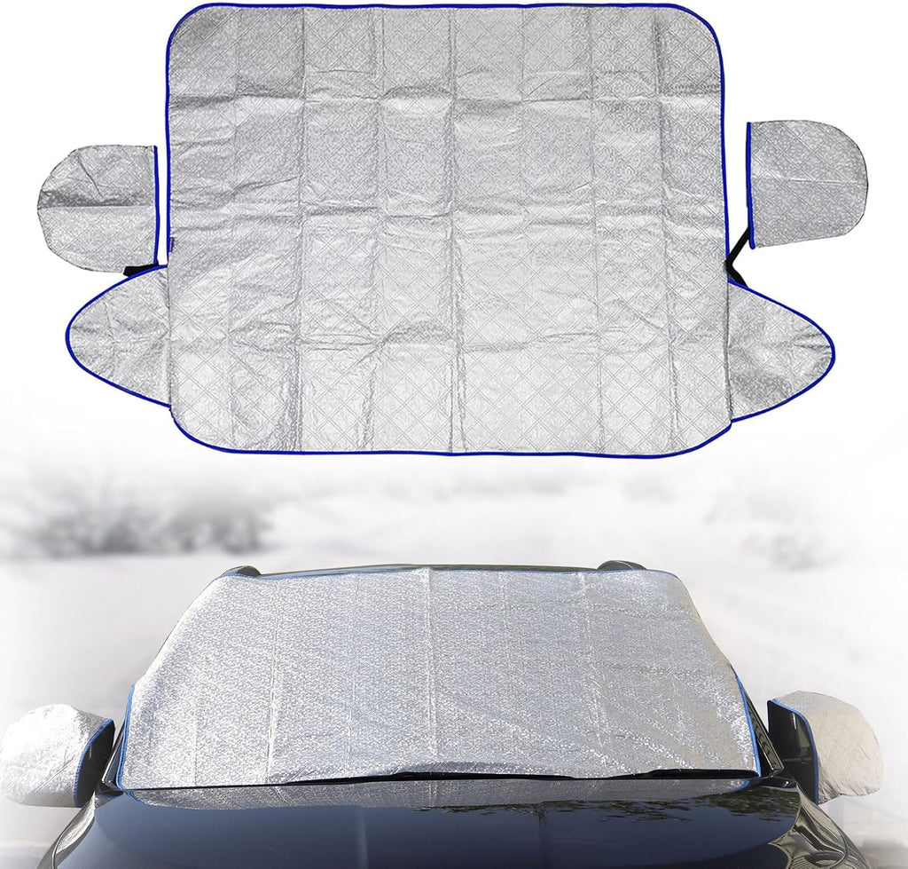 Goodyear Quilted Car Windscreen Cover | Wing Mirror Covers | Heavy Duty Windproof | Protect from Sun Shade Snow Frost Freezing Windshield | Universal Fit