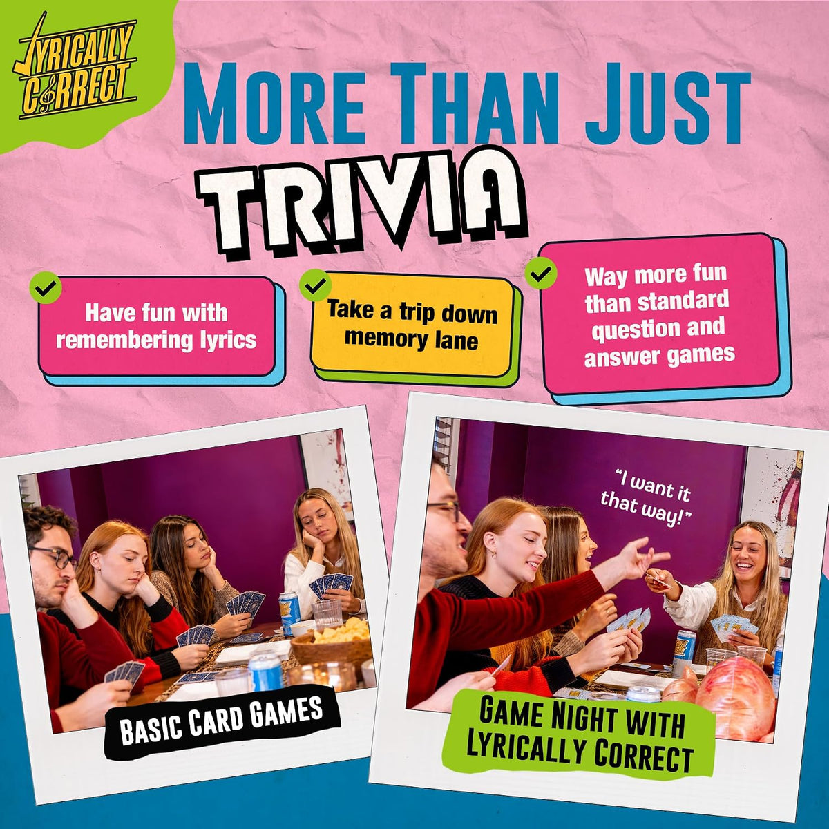Lyrically Correct '90s & 2000s Pop Edition – Music Trivia Family Card Game