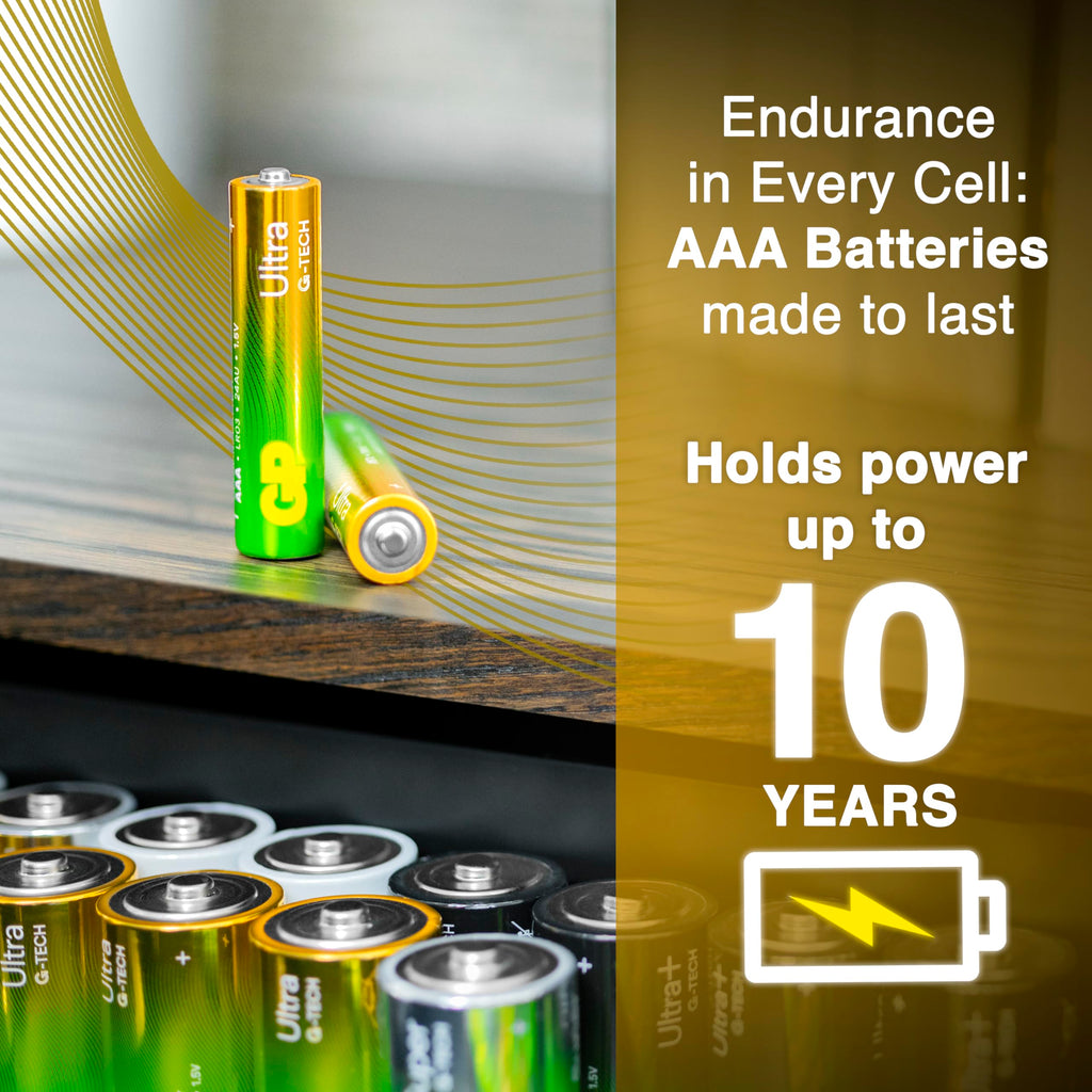 Ultra Alkaline Triple A Batteries, Long Lasting Power - Ideal for Camera, Alarm & Industrial Use - 10-Year Shelf Life - 36 Pack by GP AAA Batteries