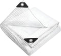 3m x 3m Clear Leno Tarpaulin - Heavy-Duty Waterproof 100 GSM Reinforced Transparent Tarp Sheet with Mesh Support, Rubber Strengthened Corners - UV‑Resistant Cover for Garden, Greenhouse, Groundsheet