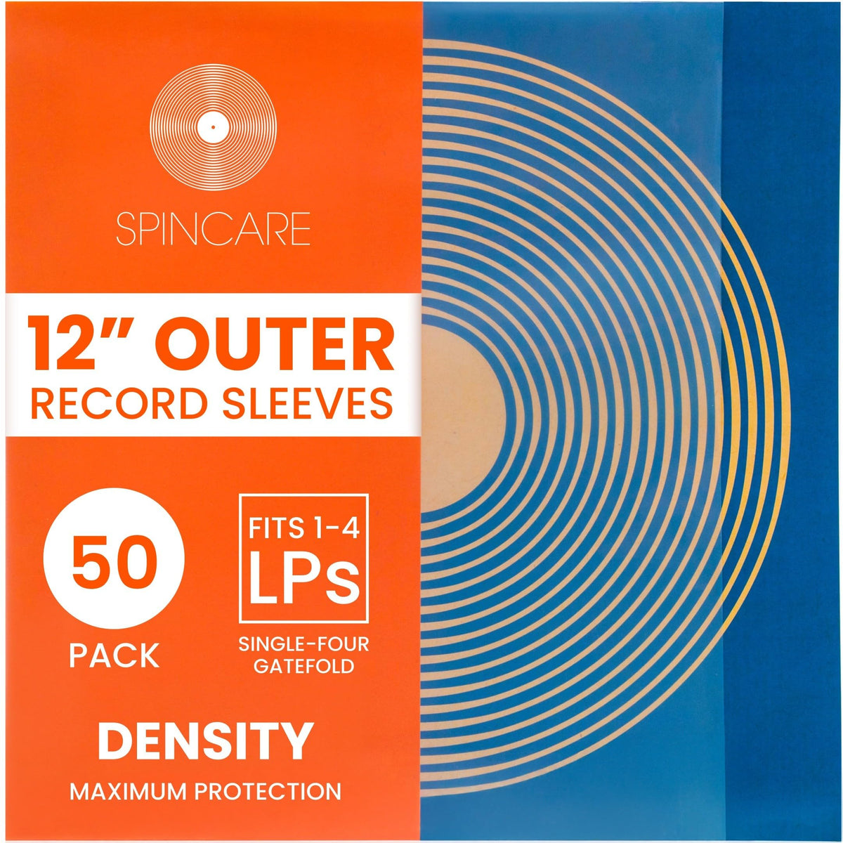 SPINCARE 100x 12 Inch Density UV Protection Outer Vinyl Record Sleeves
