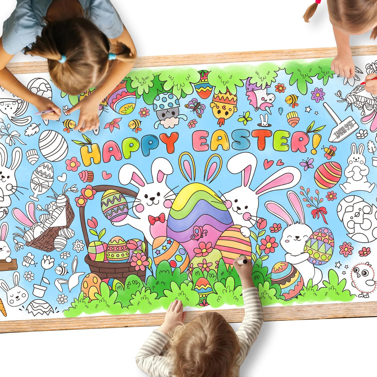 Gatherfun Ramadan Activity Poster & Home Decor - 31.5 x 72 Coloring Banner/Table Cover for Eid Mubarak Decoration, for School Parties & Ramadan Decoration